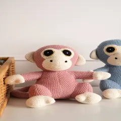 100% Handmade Cotton knitted Soft Monkey Plush Toy/Soft Toys coral almond