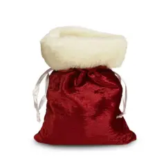 Christmas Velvet Gift Bag with Faux Fur Trim 4" x 5 1/2"