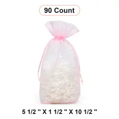 Flat Bottom Organza Bags 5 1/2'' x 11/2'' x 10 1/2'' for Luxurious Gift Wrapping Pink