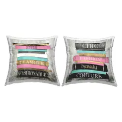 Fashion Book Stacks 2 PC Decorative Printed Throw Pillow Set Design by Carol Robinson, 18 x 7 x 18