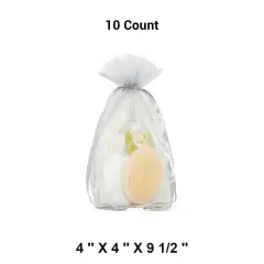 Cardboard Square Bottom Organza Bags 4 '' X 4 '' X 9 1/2 '' for Small Gifts Silver