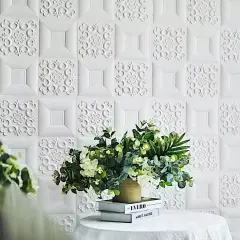WALL PANELS 52 sq ft White Self Adhesive Crisscross Foam Backdrop Decorations