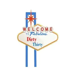 8" Round - Las Vegas Dirty Thirty Birthday - Edible Cake/Cupcake Topper!!!