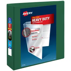 Avery Heavy-Duty View 3 Ring Binder, 2 Inch One Touch EZD Rings, 540-Sheet Capacity, 2.8 Inch Wide Spine, Customizable Clear Cover and Spine, 1 Green Binder (79683)
