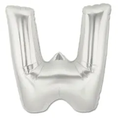 LETTER W FOIL BALLOON Metallic Silver