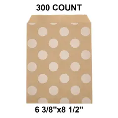 Compact White Paper Merchandise Bags 6 3/8" x 8 1/2" White Dots