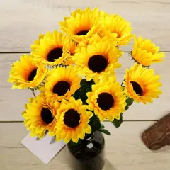70 pcs Yellow 21" Tall Artificial Silk Sunflowers - 5 Bushes Wedding Decorations