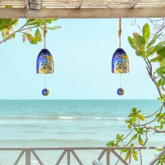 Set of 2 26"H Glass Twist Glaze Windchime 2pcs-Multicolor