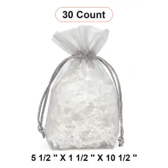 Flat Bottom Organza Bags 5 1/2 '' X 1 1/2 '' X 10 1/2 '' for Wedding Gift Bags Silver