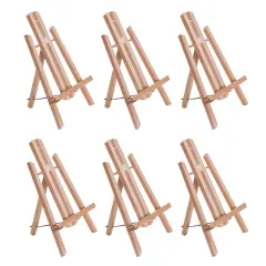 11" Small Tabletop Display Easel - Beechwood Artist A-Frame Display Stand, Wooden Easel for Painting, Canvas Stand, (Pack of 6) Classrooms Events Photo Picture Sign Holder