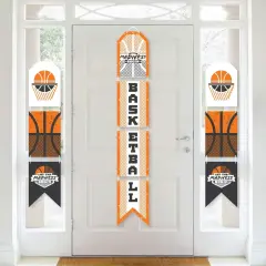Basketball - Let the Madness Begin - Hanging Vertical Paper Door Banners - College Basketball Party Wall Decoration Kit - Indoor Door Decor