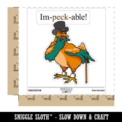 Water Bottle Sticker Set Impeccable Dapper Chicken Top Hat Cane Cute Waterproof Vinyl Stickers Pack Decal, Skateboard, Laptop, Car, Window, Bumper - 5 Pack