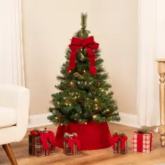 Northlight 4' Pre-Lit Frosted Carolina Berry Spruce Artificial Christmas Tree, Clear Lights Green