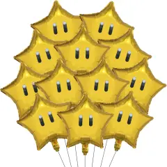 12PCS Star Foil Balloons Super Gold Coin Star Balloons Yellow Star Balloons Kids Birthday Party Decorations Supplies