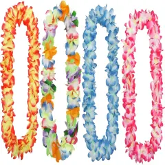 4 pcs Thickened Summer Hawaiian Leis, Perfect Luau Party Supplies for Summer Beach Vacations, Essential Party Decorations (4, 4 Color)
