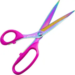 Left Handed Scissors,9.5 Inch All Purpose Lefty Scissors,Titanium Coating Forged Stainless Steel, Soft Comfort-Grip Handles,Perfect for Office,Home,and School Arts Crafts Scissors(Pink)