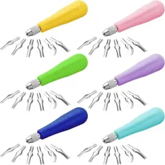12 Pack Craft Linoleum Cutter Kit Carving Tools Assortment Linocut Tools Block Cutters for Block Printing, Assorted Colors
