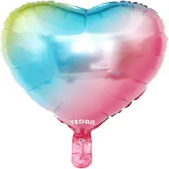 [10 Pack] Heart Shape Foil Balloons, 18" Mylar Balloons Colorful Rainbow Decorations for Birthday Party