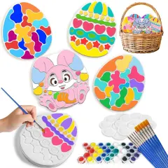 Summer Easter Craft Stepping Stones Painting Kit for Kids, Paint 5 Pack Garden Stone Craft Kits Easters Egg Arts and Crafts Toys for Girls, Easter Gifts for Kids Boy and Girl Age 6, 7, 8, 9, 10+ Year Old