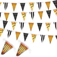 131 ft Basketball Pennant Banners American Basketball Banner Pennant Flag Garland Bunting for Basketball Party Supplies Birthday Party Home Outdoor Hanging Decoration, 4 Pcs