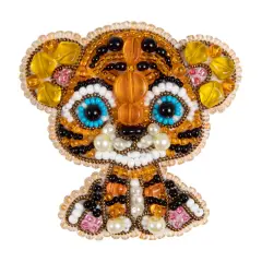 Beadwork kit for creating brooch Crystal Art Tiger BP-335C