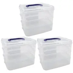 3-Tier Clear Stackable Storage Container, Pack of 3