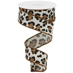 1.5" Fuzzy Leopard Print Ribbon: Natural (10 Yards)