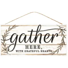 12" Wooden Sign: Gather Here