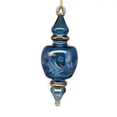Double Pointed Blown Glass Box Ornament - Blue