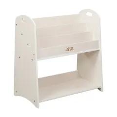 3-Shelf Floor Book Display with Handles and Storage, 30in, Classroom Storage White Wash