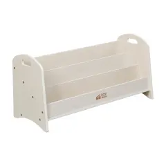 3-Shelf Floor Book Display with Handles, Beginner Bookshelf White Wash