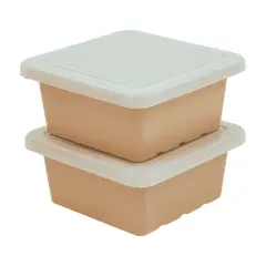 Square Bin with Lid, Storage Containers, 2-Pack Sand
