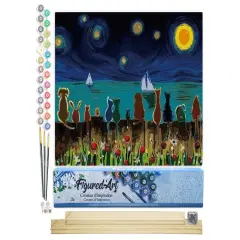 Figured'Art Paint by Numbers Kit for Adults Starry Night with Animals 16"x20" - Craft Art Painting Rolled Canvas with DIY wooden frame