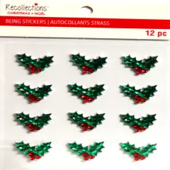Recollections Christmas Holly Bling Dimensional Stickers