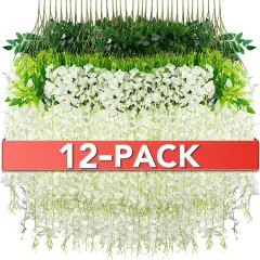 Wisteria Hanging Flowers,Fake Hanging Flowers,Wisteria artificiales Garland (12,White)