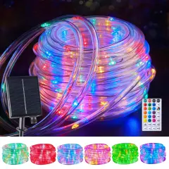 Brightown Solar String Lights Outdoor Waterproof, 18 Colors Changing 39FT Fairy Rope Light Solar Powered with Remote, 100 LEDs Multicolor Trampoline Light Rope Lighting for Outside Christmas Party
