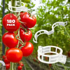 180 Pcs Clear Plastic Plant Support Clips, Garden Trellis Clips for Vegetables, Tomatoes & Climbing Plants to Grow Upright & Healthier