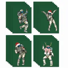 Astronaut Christmas Cards - 24-Pack of Space-Themed Holiday Note Cards with 4 Festive Santa Astronaut Designs, Perfect for Space Lovers, Blank Inside for Merry Christmas & Happy Holiday Wishes - Unique and Fun Seasonal Stationery Set