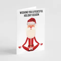 Yoga Santa Christmas Card - 24-Pack Holiday Greeting Cards with Peaceful Santa Meditation Design, Perfect for Sharing Calm Merry Christmas & Holiday Wishes, Blank Inside for Personalized Messages - Relaxing and Unique Stationery Set