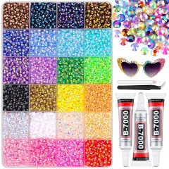 12600Pcs Flatback Resin Rhinestones with B7000 Glue &ndash; 4mm Multicolor Gems