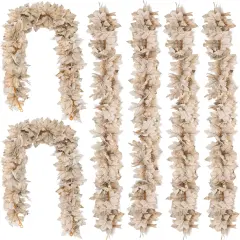 6PCS Beige Fall Maple Leaves Garland, 5.6Ft