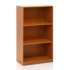 Modern Space-Saving 3-Shelf Bookcase with Adjustable Shelves for Living Room or Office Use Light Cherry