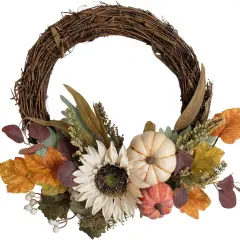 12" Fall Harvest Pumpkin and Sunflower Wreath