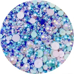 Mix Resin Rhinestones Half Round Pearls - Pink Blue Series