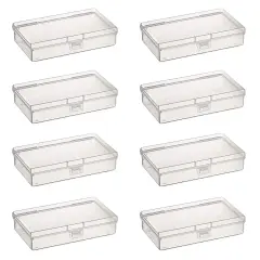 8 Pieces Rectangular Empty Mini Clear Plastic Organizer Storage Box Containers with Hinged Lids for Small Items and Other Craft Projects (135 x 80 x 30 mm)