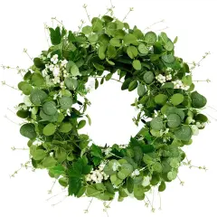 Eucalyptus Wreath 22-24 Inch, Spring Wreaths for Front Door Outside with White Berry