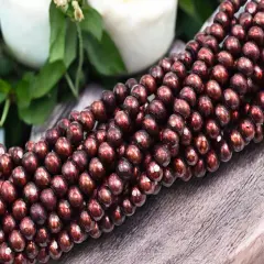 5x6mm Red Wine Freshwater Faceted Rondelle Pearl Beads (16" Strand)