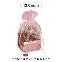 Box On The Bottom Organza Bags 2 1/2 '' X 2 7/8 '' X 6 1/2 '' Wrap Pink