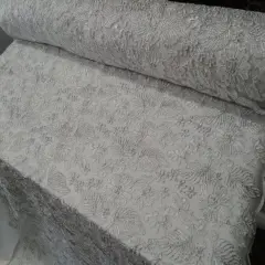 1 Yard White Lurex Floral Paisley Bridal Lace Fabric Embroidery Wedding Dress 54 Inches Wide