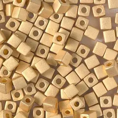 Miyuki 4mm Cube, #191F, Matte 24kt Gold Plated, 5 grams